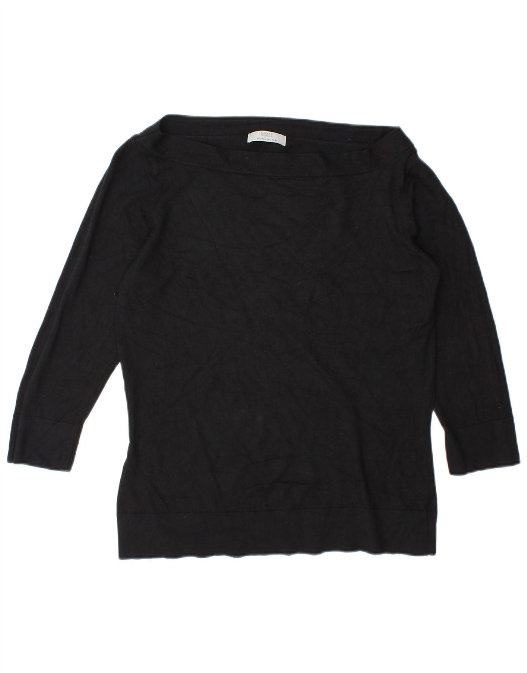 Marks & Spencer Top da donna con maniche a 3/4 UK 10 Small in viscosa nera