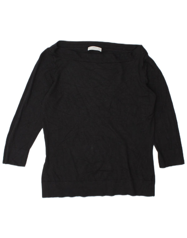 Marks & Spencer Top da donna con maniche a 3/4 UK 10 Small in viscosa nera