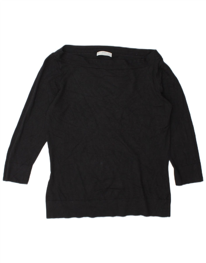 Marks & Spencer Top da donna con maniche a 3/4 UK 10 Small in viscosa nera