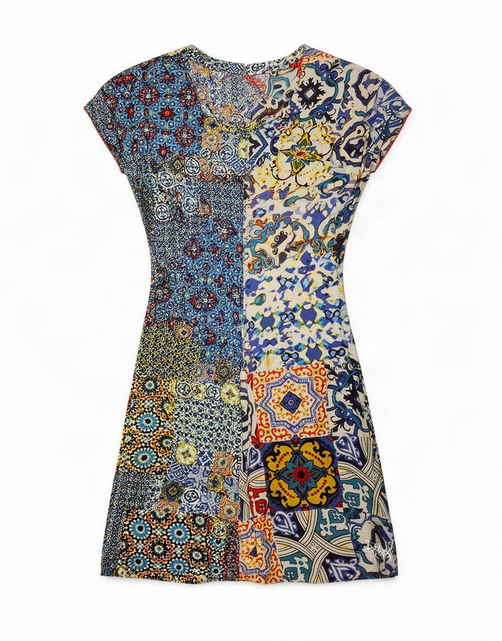 Desigual Abito da donna a linea A con grafica EU 38 Patchwork medio multicolore