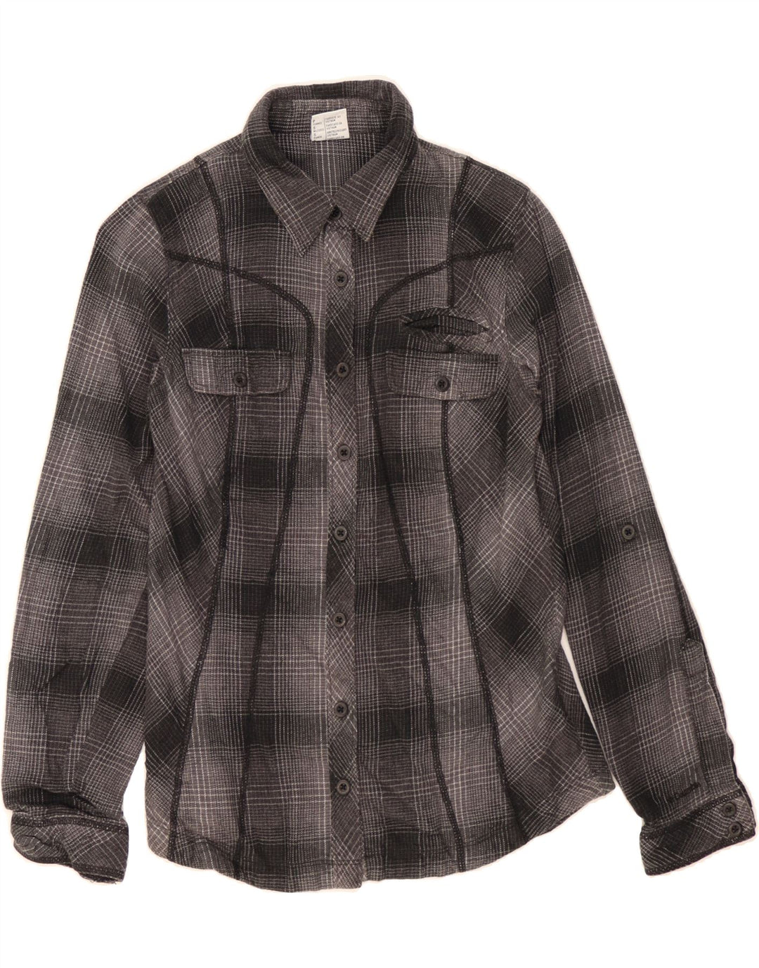 COLUMBIA Womens Shirt UK 10 Small Grey Check Cotton Vintage Columbia and Second-Hand Columbia from Messina Hembry 