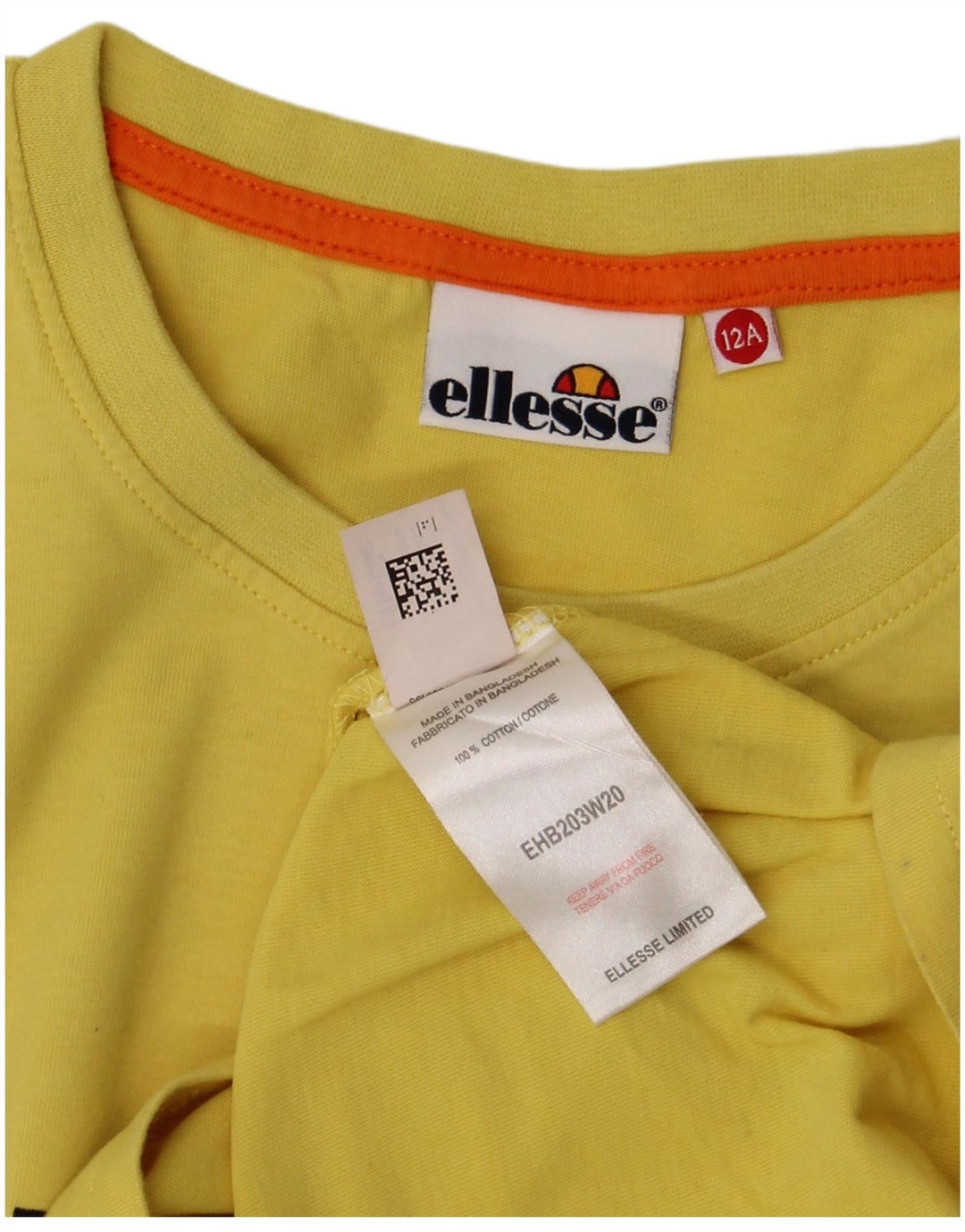 Ellesse Boys Graphic T-Shirt Top 11-12 Years Yellow Cotton
