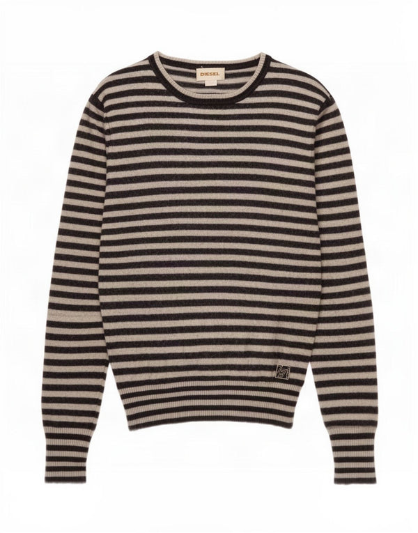 Maglione maglione da donna con scollo a barca Diesel UK 12 medio blu navy a righe