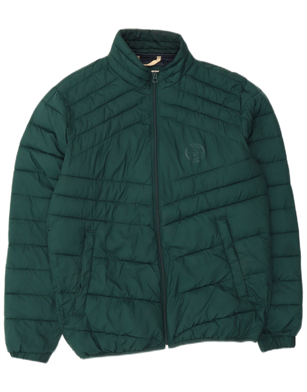 JACK & JONES Giacca imbottita da uomo UK 38 Poliestere verde medio