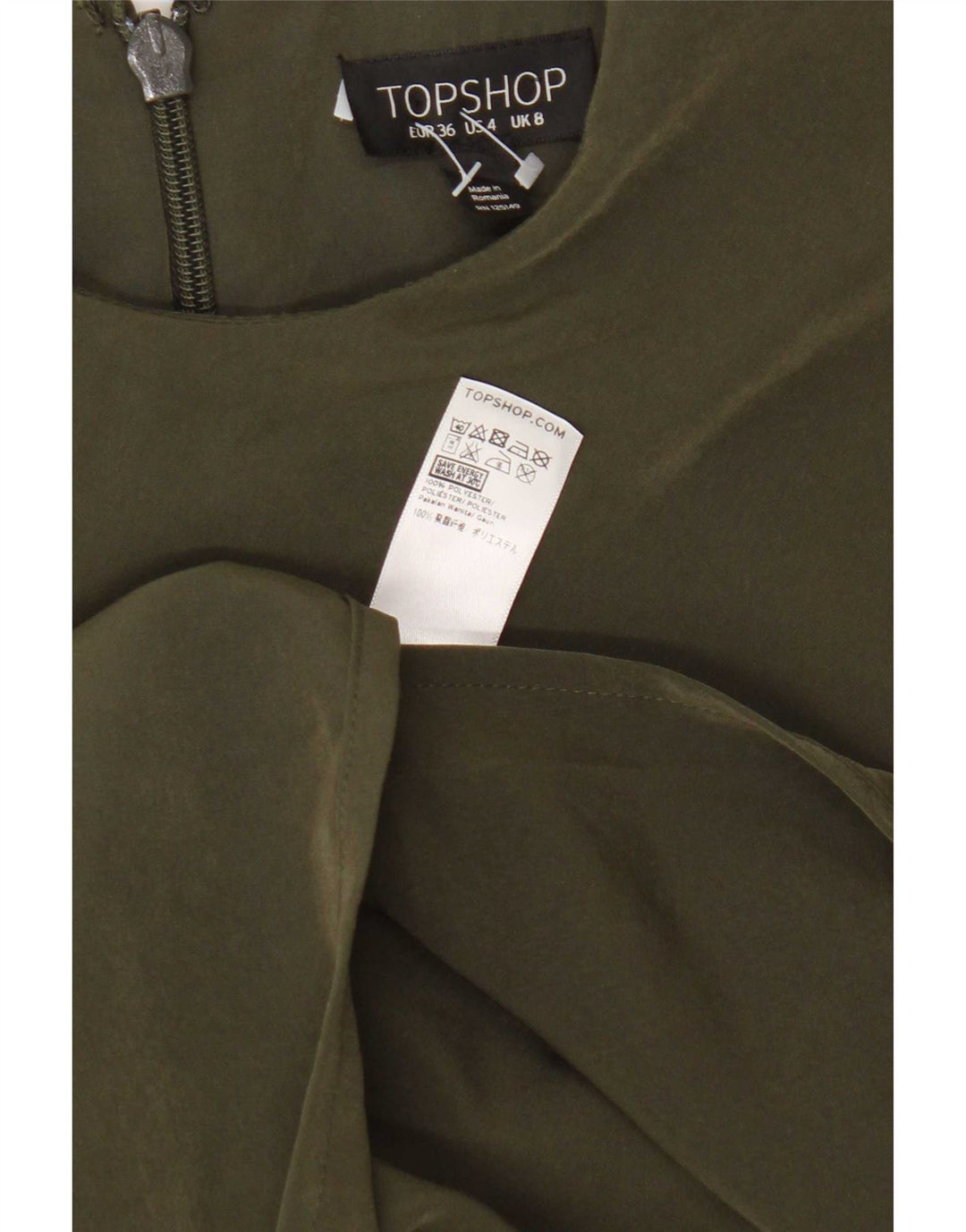 Abito lungo da donna Topshop UK 8 piccolo poliestere verde