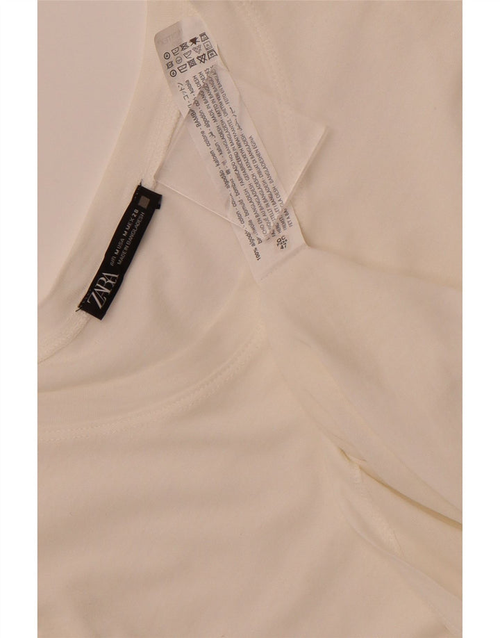 ZARA Womens Batwing Blouse Top UK 14 Medium Off White Cotton