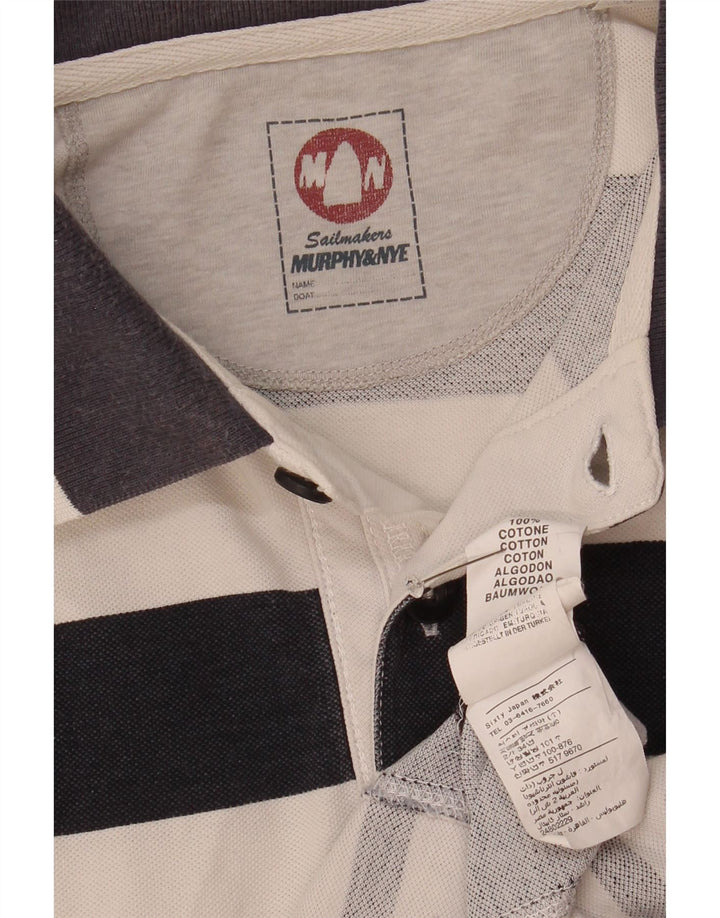 Polo da uomo Murphy & Nye XL in cotone a righe bianche