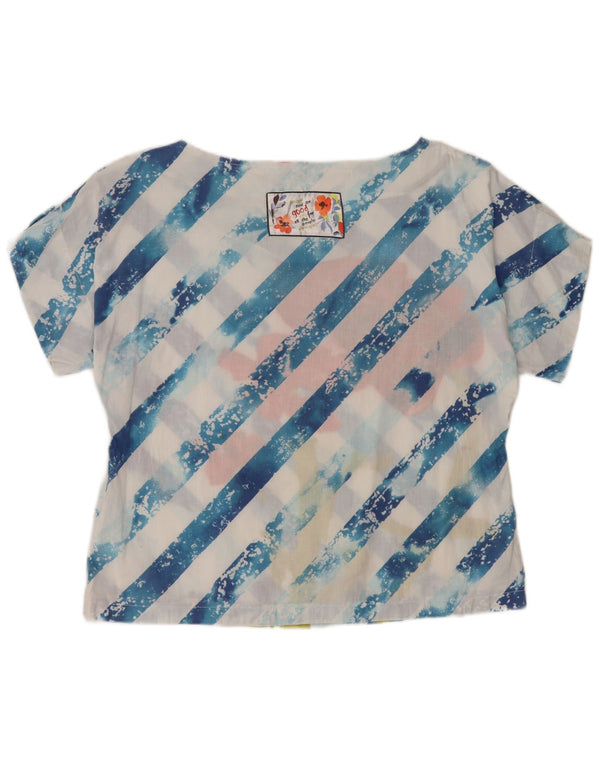 DESIGUAL Camicetta grafica da donna Top UK 14 Blu medio a righe