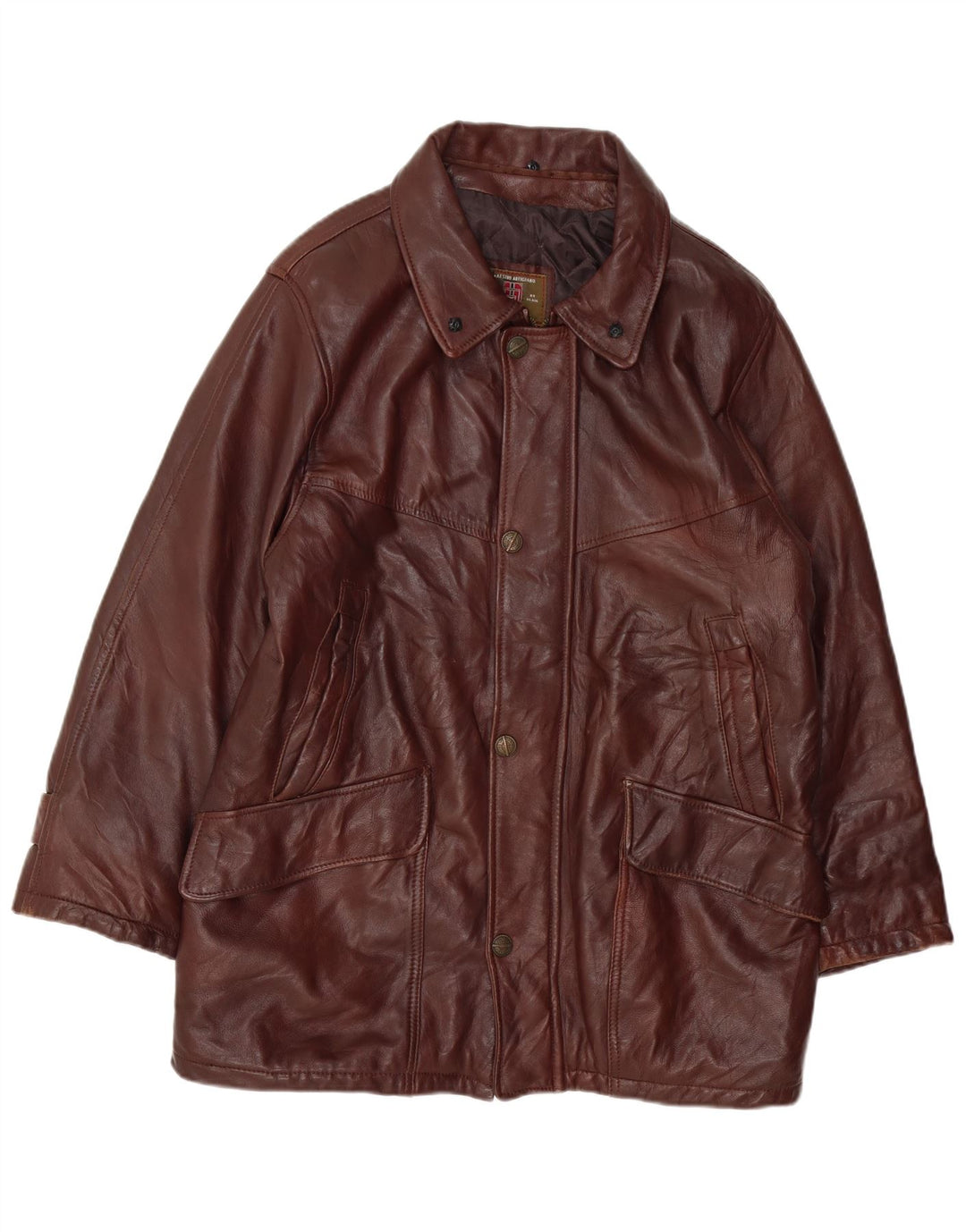 MAESTRO ARTIEIANO Giacca in pelle da uomo UK 44 2XL Pelle marrone