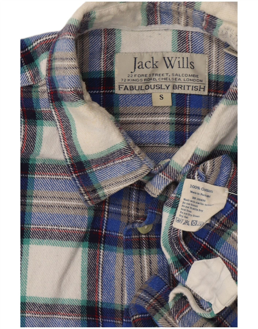 Camicia in flanella da uomo Jack Wills piccola in cotone scozzese blu navy
