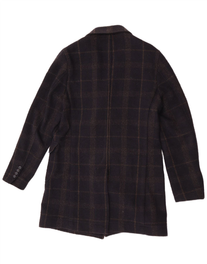 Enrico Coveri Cappotto Doppiopetto Uomo IT 50 Large Blu Navy Lana Check