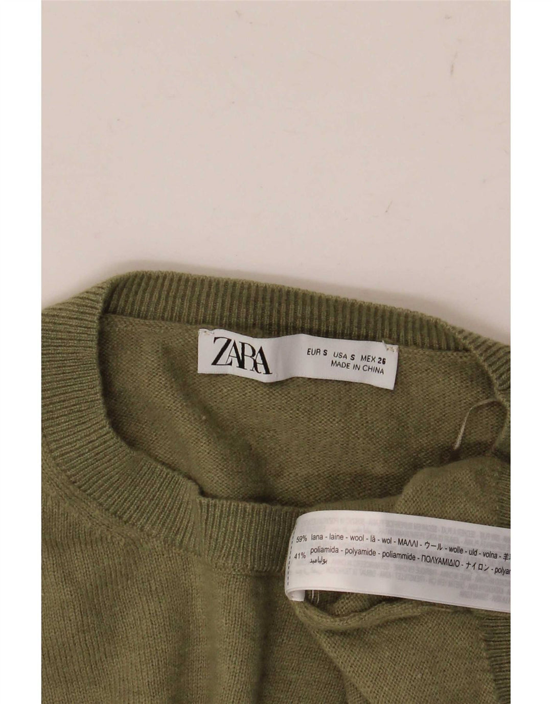 Maglione girocollo oversize da donna Zara UK 10 piccolo in lana verde
