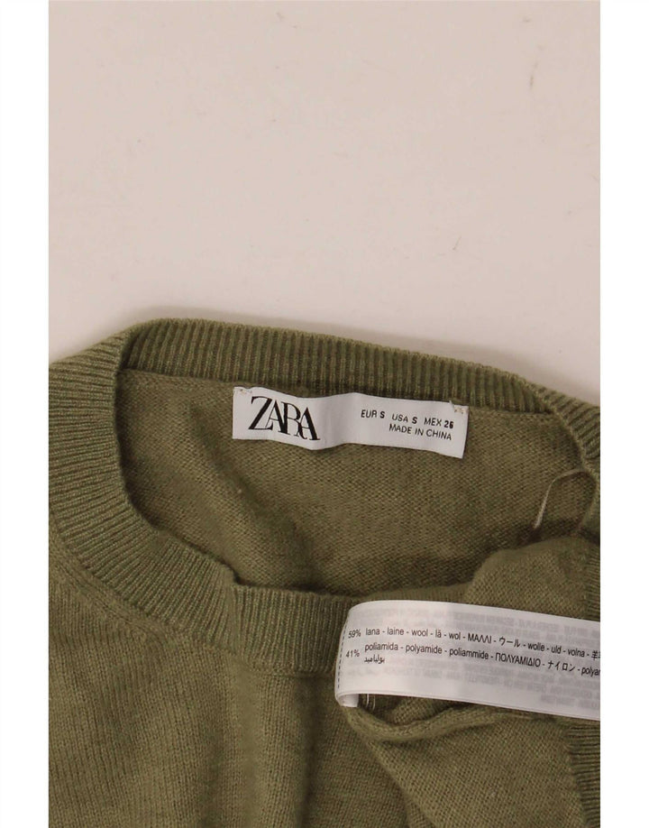 Maglione girocollo oversize da donna Zara UK 10 piccolo in lana verde