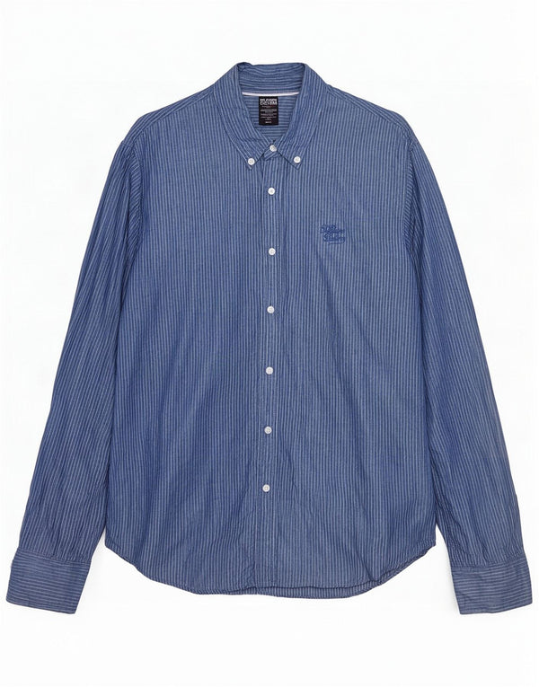 Camicia da uomo Tommy Hilfiger XL blu gessato in cotone