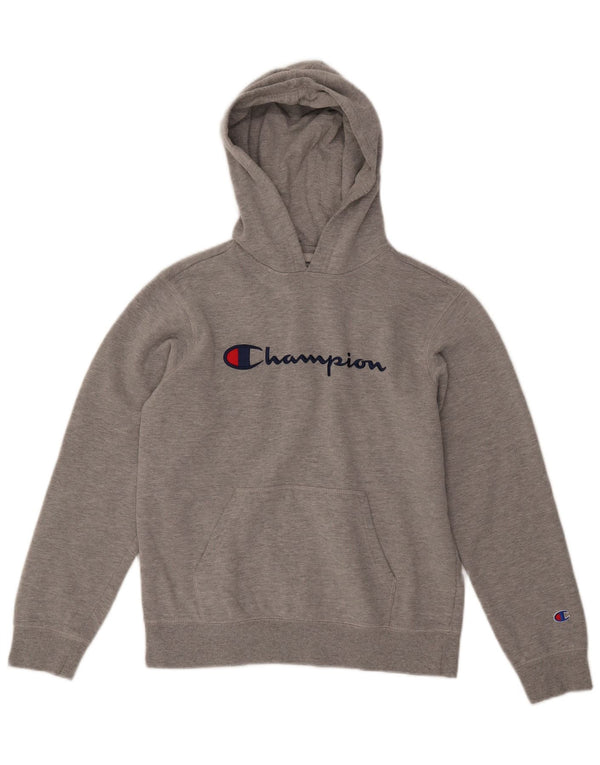 Maglione con cappuccio grafico per ragazzi CHAMPION 13-14 anni XL in cotone chiazzato grigio