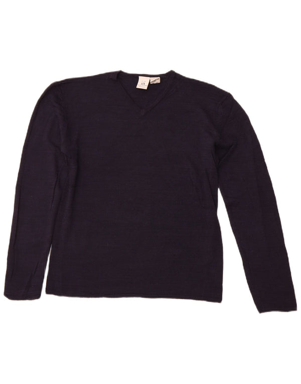ARMANI EXCHANGE Maglione da donna con scollo a V UK 12 Medio Blu Navy