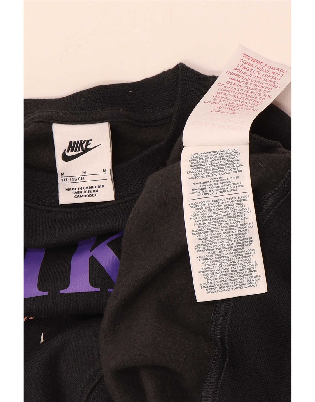 Felpa con grafica oversize Nike per ragazze, 10-11 anni, colore nero medio