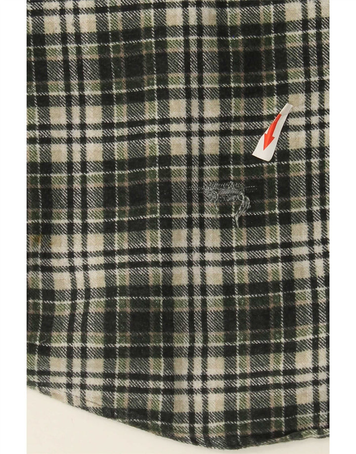 Camicia vintage da uomo in flanella di cotone a quadri verdi grandi