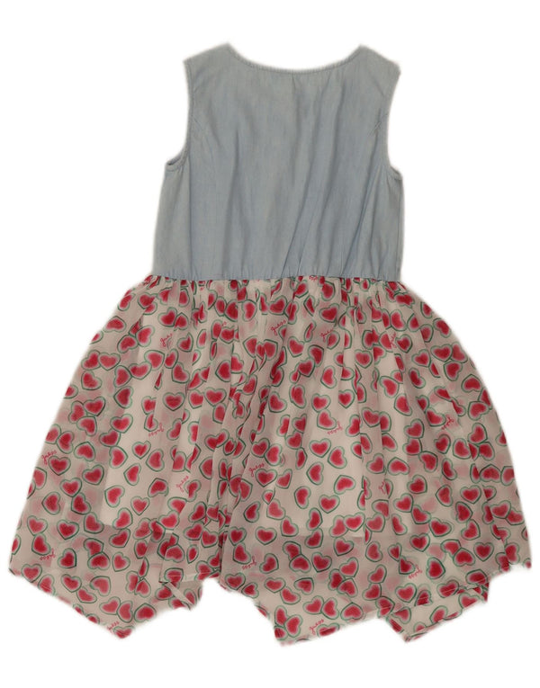 Abito Guess Bambina Asimmetrico Senza Maniche Fantasia Astratta 4-5 Anni Blu