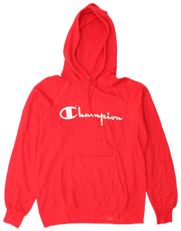Maglione con cappuccio grafico da donna CHAMPION UK 16 Large Rosso Acrilico