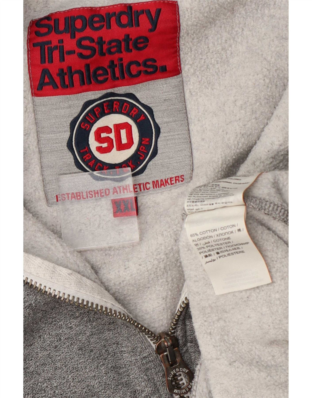 Giacca da ginnastica da uomo con grafica Superdry 2XL in cotone color block grigio