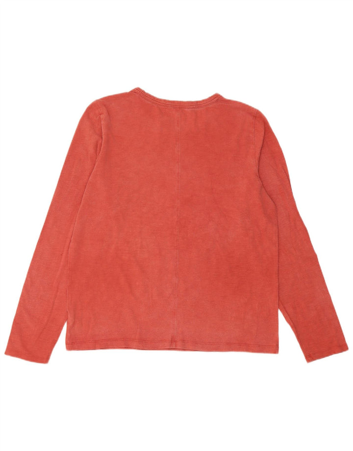 Gap Donna Top Manica Lunga UK 14 Large Rosso Cotone