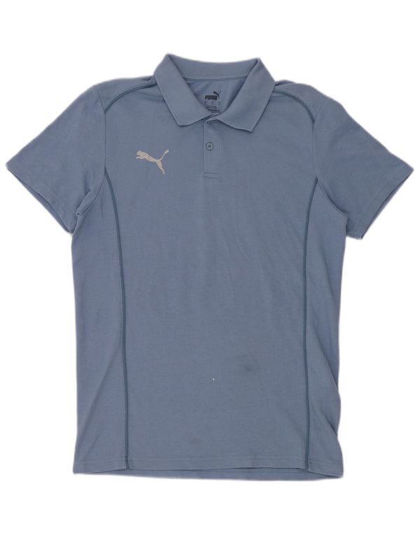 Polo Puma da uomo a maniche corte, vestibilità regolare, piccola, in cotone blu