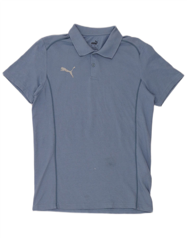 Polo Puma da uomo a maniche corte, vestibilità regolare, piccola, in cotone blu
