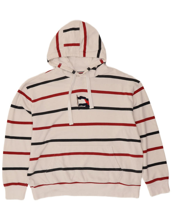 TOMMY HILFIGER Felpa con cappuccio da uomo 2XL Cotone a righe bianche