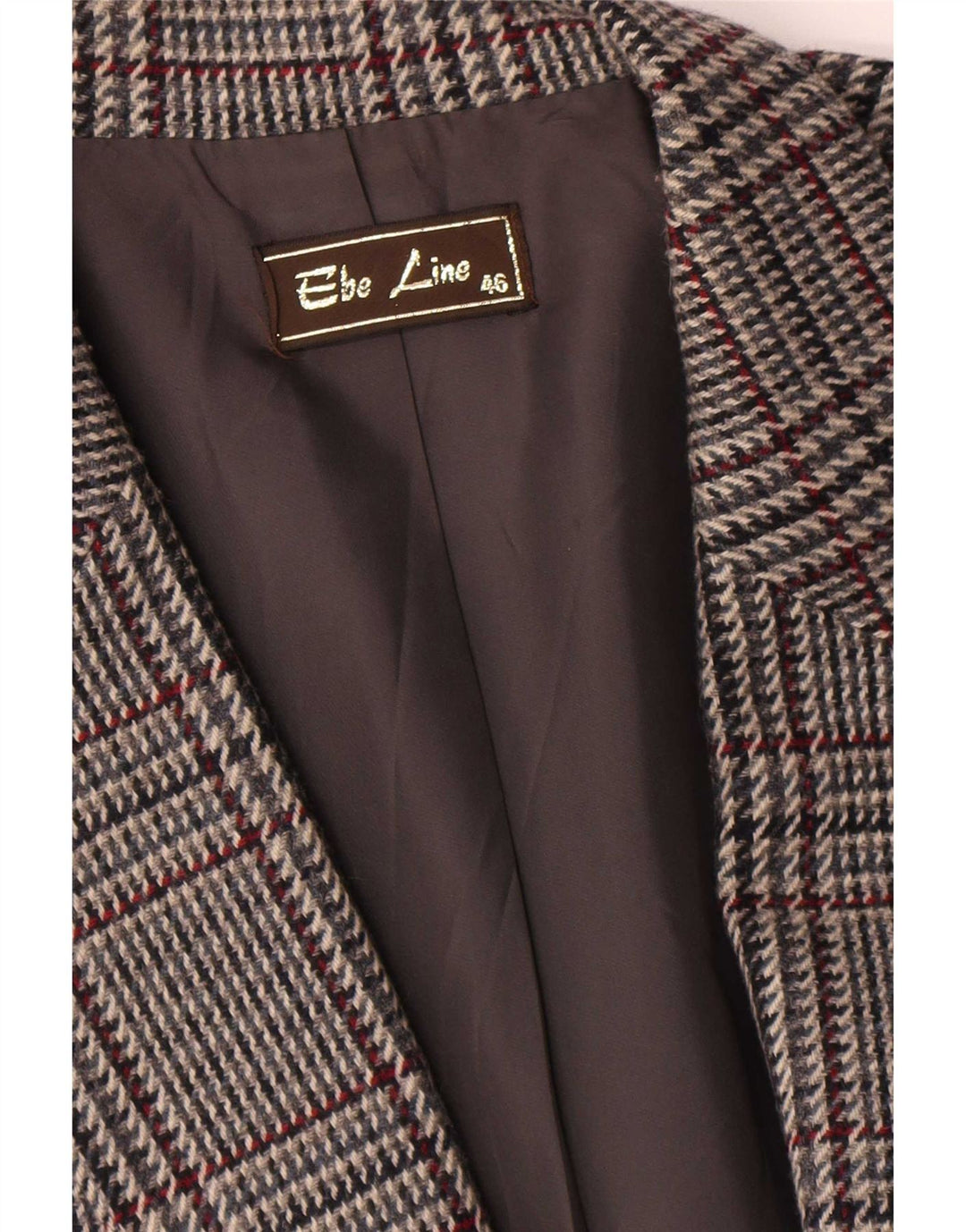 Giacca blazer vintage da donna a 1 bottone IT 46 grande lana pied de poule grigia