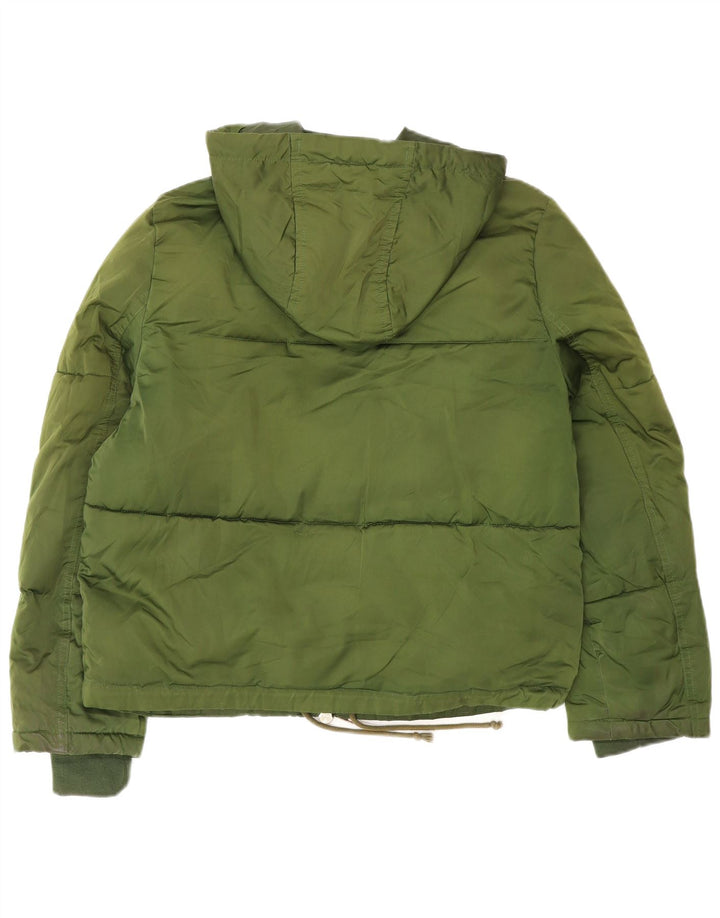 Giacca imbottita oversize con cappuccio da donna Topshop UK 10 piccola poliestere kaki