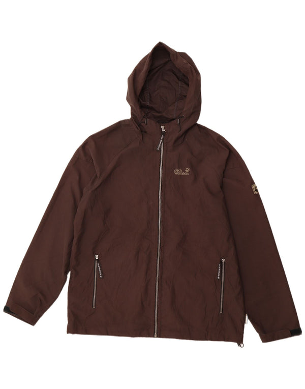 JACK WOLFSKIN Giacca antipioggia da uomo con cappuccio UK 44/46 XL Poliestere marrone