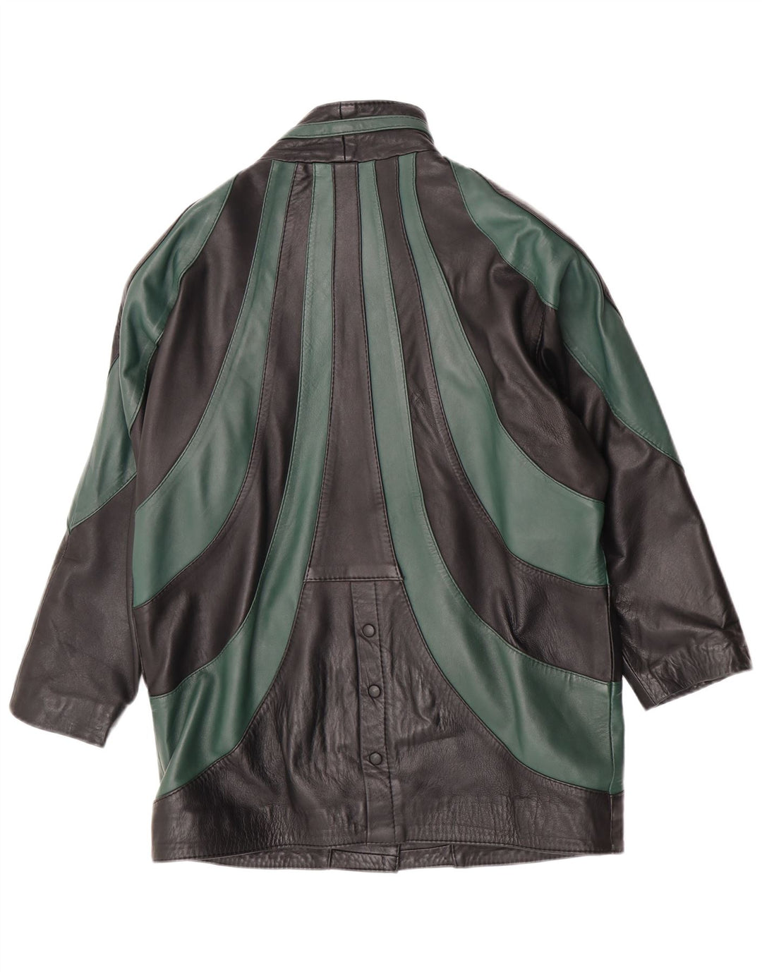 Giacca in pelle vintage da donna vestibilità ampia EU 46 XL in pelle color block nera