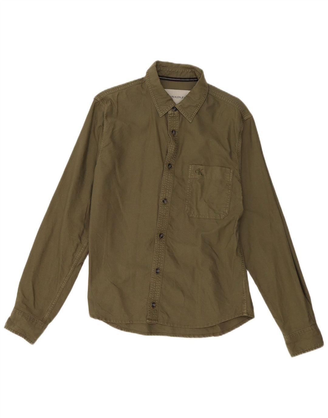 Camicia slim fit da uomo Calvin Klein Jeans in cotone verde medio