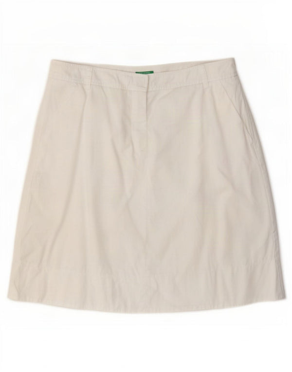 Gonna a trapezio da donna Benetton UK 12 media W30 cotone bianco