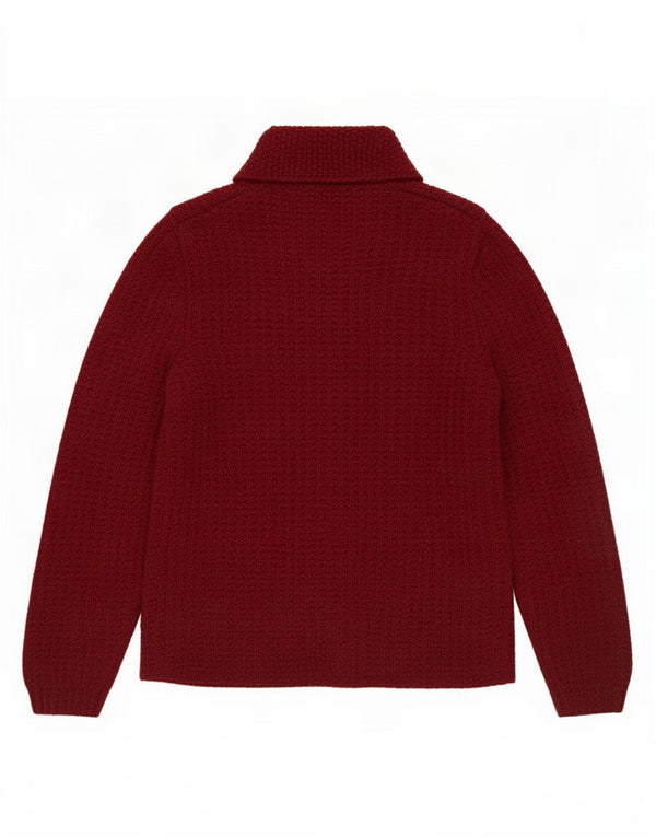Maglione cardigan da donna vintage UK 14 Borgogna medio