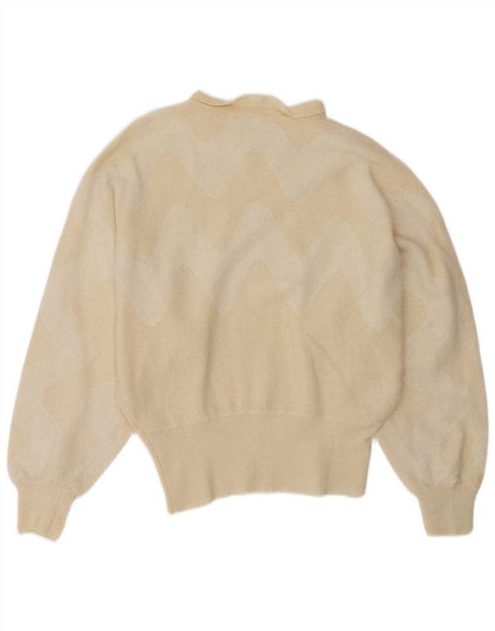 Maglione maglione vintage da donna con scollo a barca UK 14 Beige medio