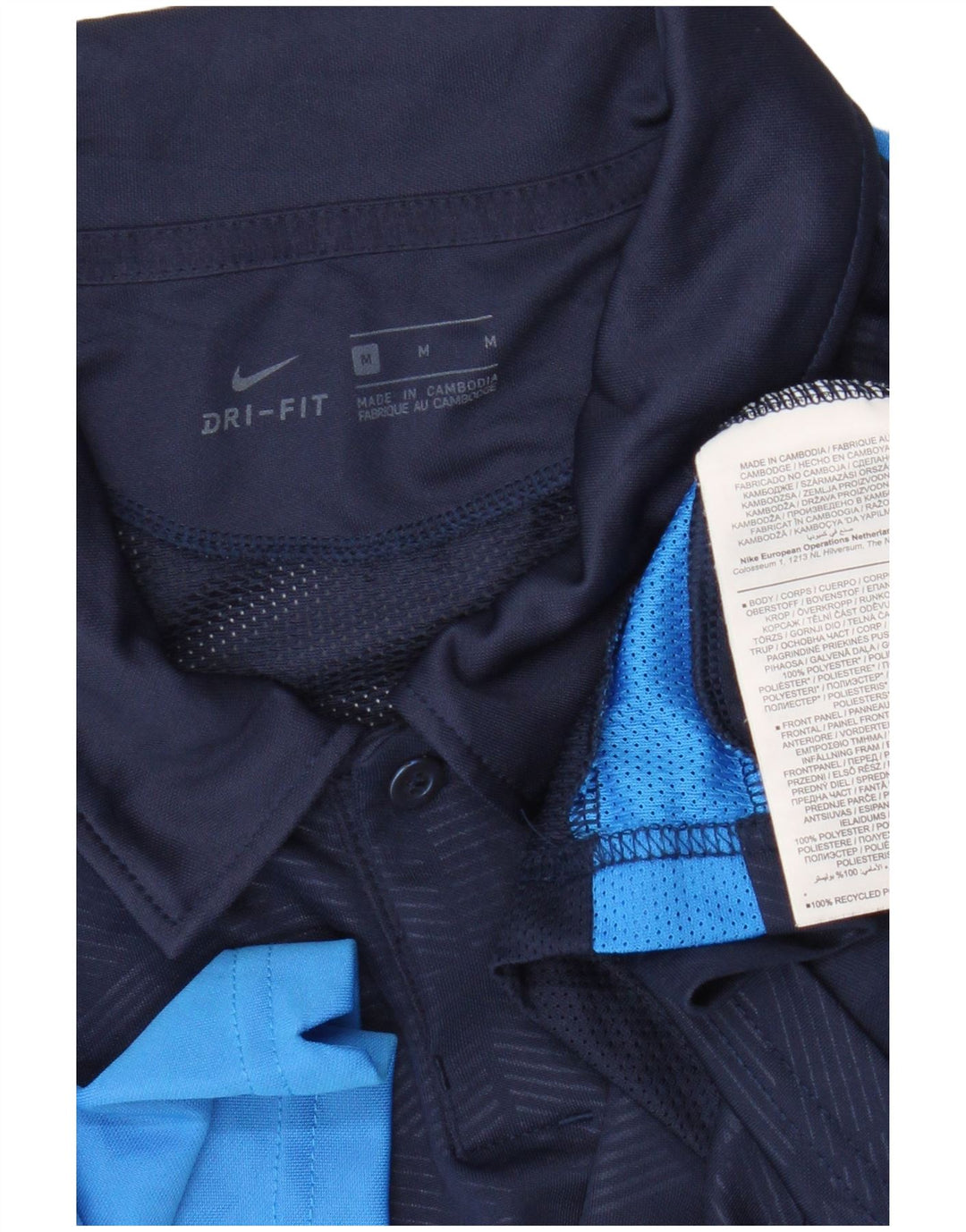 Polo Nike da uomo Dri Fit in poliestere color block medio blu navy