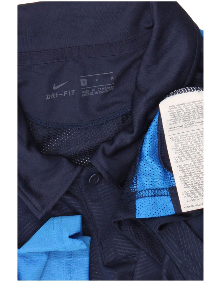 Polo Nike da uomo Dri Fit in poliestere color block medio blu navy