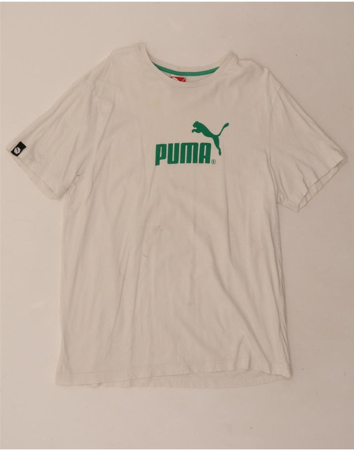 PUMA Mens Graphic T-Shirt Top XL White Vintage Puma and Second-Hand Puma from Messina Hembry 