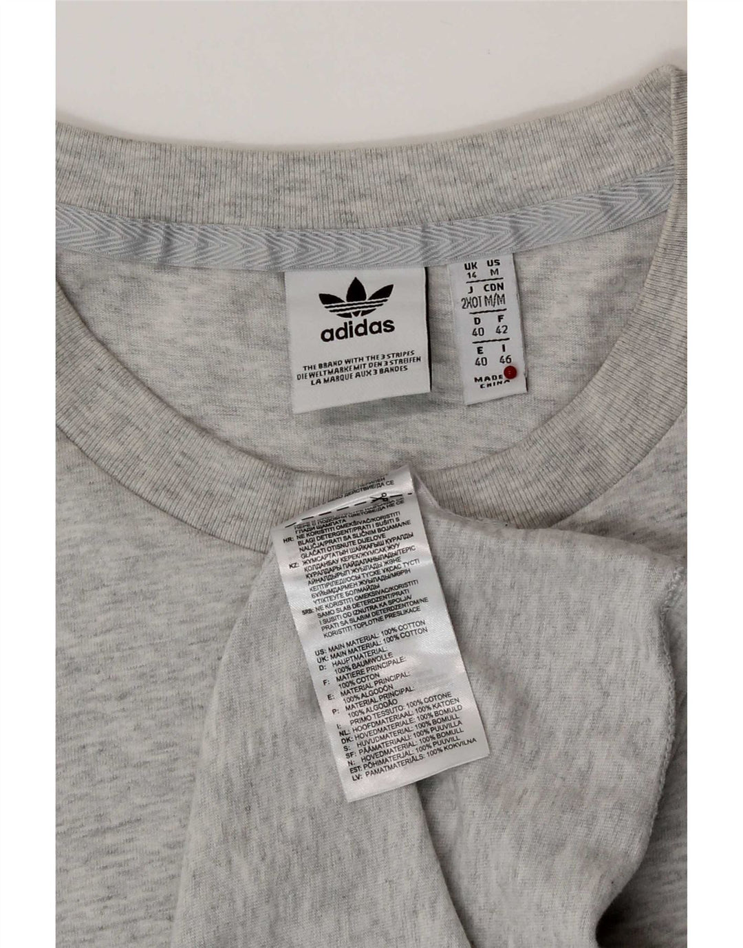 T-shirt grafica da donna Adidas Top UK 14 cotone grigio medio