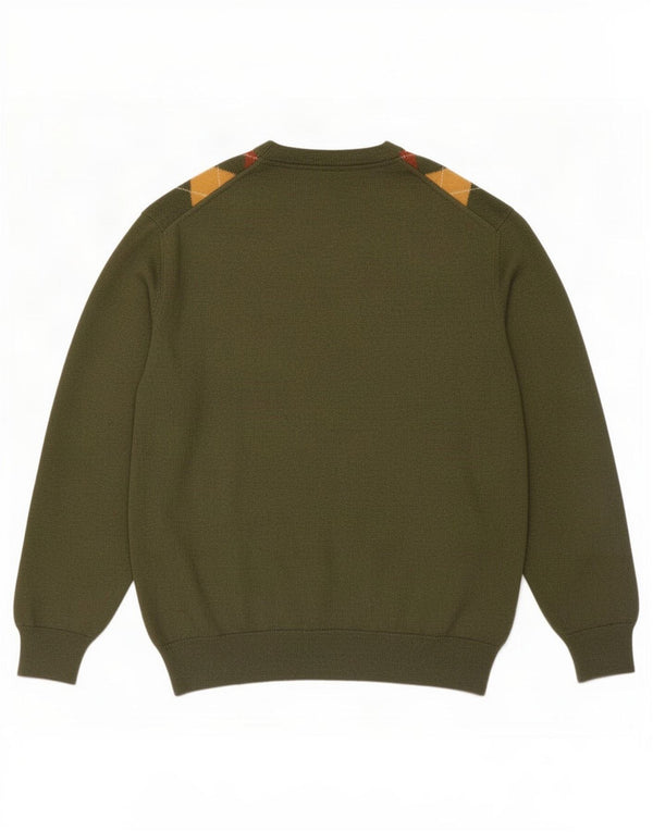 Maglione da uomo con scollo a V Porto Di Panama, grande verde a rombi/diamante