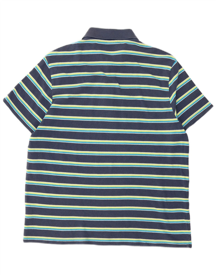 Polo da uomo Puma XL in cotone a righe blu navy