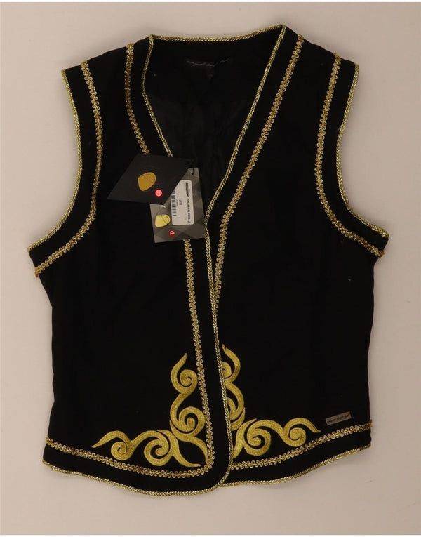 Gilet OPEN da donna vintage IT 38 XS cotone Paisley nero
