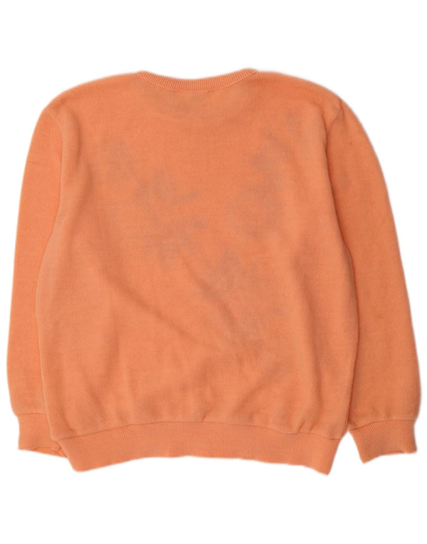 Maglione vintage da donna con scollo a barca con grafica UK 18/20 XL Arancione floreale