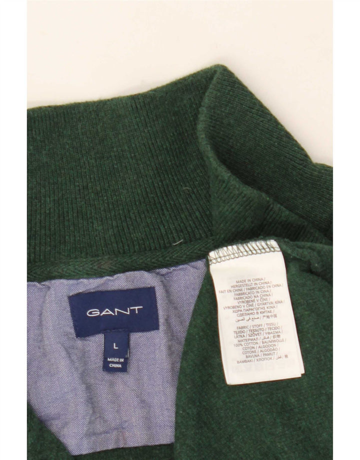 Gant Maglione da uomo con zip e collo grande in cotone verde