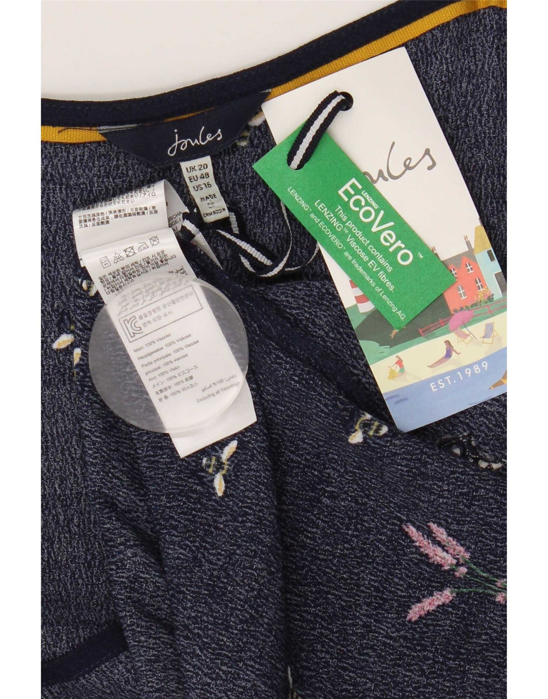 Joules Canottiera da donna con motivo astratto UK 20 2XL Viscosa blu navy
