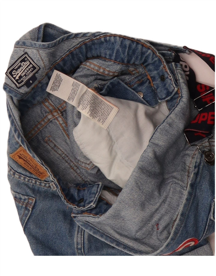 Pantaloncini di jeans con grafica da donna Superdry Salopette UK 8 Small W30 Cotone blu
