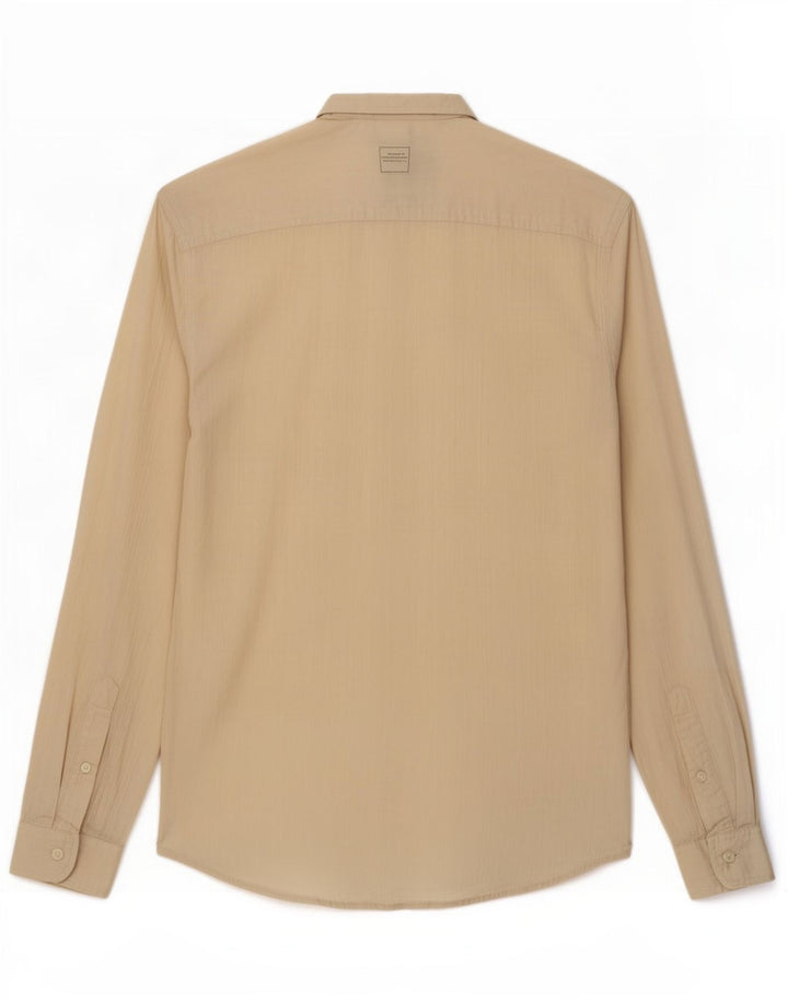 Zara Camicia da uomo piccola in cotone beige