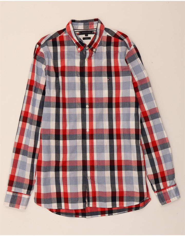 TOMMY HILFIGER Mens Slim Fit Shirt Large Red Check Vintage Tommy Hilfiger and Second-Hand Tommy Hilfiger from Messina Hembry 